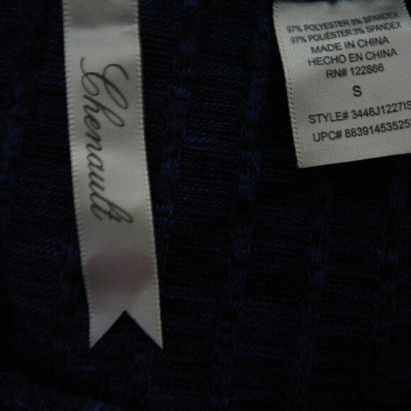 Chenault Ribbed Blue Lightweight Long Sleeve Pullover Blouse Tie Front-Small - Picture 3 of 4